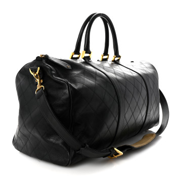 CHANEL Calfskin Stitched Duffle Bag Black