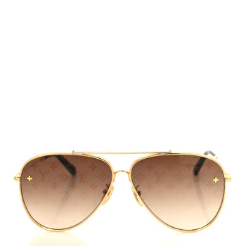 LOUIS VUITTON Metal The LV Pilot Sunglasses Z1620U Gradient Brown Monogram