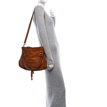CHLOE Calfskin Medium Marcie Satchel Tan