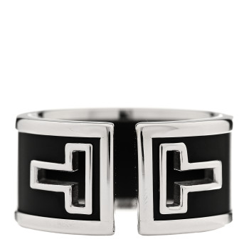 TIFFANY Sterling Silver Black Ceramic T Cutout Ring 54 7