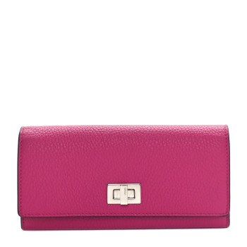 FENDI Cuoio Romano Vitello Grace Selleria Peekaboo Continental Wallet Geranio