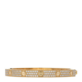 CARTIER 18K Yellow Gold Diamond LOVE Paved Bracelet 18