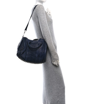 ALEXANDER WANG Pebbled Lambskin Rocco Black Silver Hardware