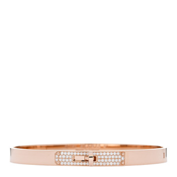 HERMES 18K Rose Gold Diamond PM Kelly Pave Bracelet ST