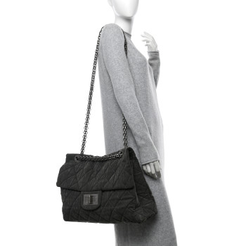 CHANEL Denim Quilted XXL Reissue Flap Grey