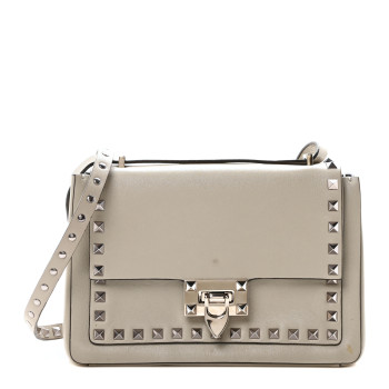 VALENTINO GARAVANI Grained Calfskin Small Rockstud Crossbody Opal Grey