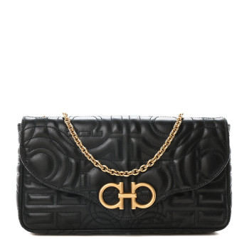 SALVATORE FERRAGAMO Calfskin Quilted Gancini Mini Bag Black