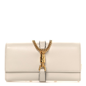 GUCCI Calfskin Jackie 1961 Chain Wallet Mystic White