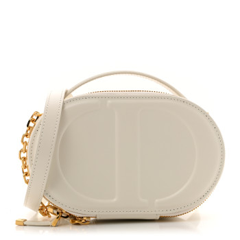 CHRISTIAN DIOR Calfskin CD Signature Oval Crossbody Camera Bag Latte