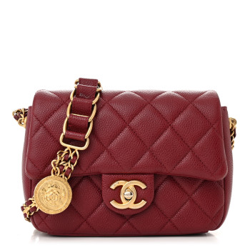 CHANEL Caviar Quilted Mini Chain Soul Flap Burgundy