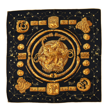 HERMES Silk Ors Nomades Scarf 90 Black Or Veil