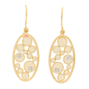 ROBERTO COIN 18K Yellow Gold Diamond Enamel Bollicine Drop Earrings White