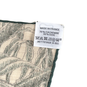 HERMES Cashmere Silk All 'Orto Botanico Di Palermo Shawl 140 Vert Loden Naturel Encre