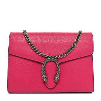 GUCCI Dollar Calfskin Crystal Mini Dionysus Chain Wallet Box Pink
