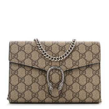GUCCI GG Supreme Monogram Mini Dionysus Chain Wallet Beige Black