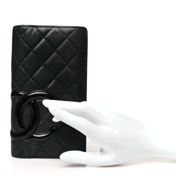 CHANEL Calfskin Quilted Cambon Yen Wallet Black