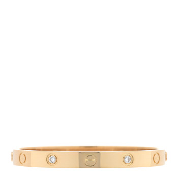 CARTIER 18K Yellow Gold 4 Diamond LOVE Bracelet 16