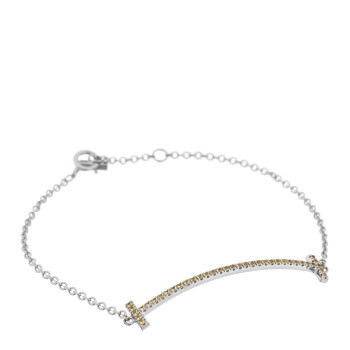 TIFFANY 18K White Gold Yellow Sapphire T Smile Bracelet