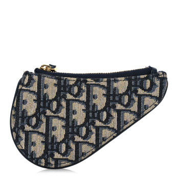 CHRISTIAN DIOR Oblique Saddle Coin Purse Blue