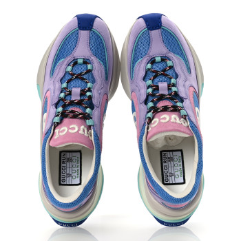GUCCI Technical Knit Fabric Suede Womens Gucci Run Sneakers 37 Lilac