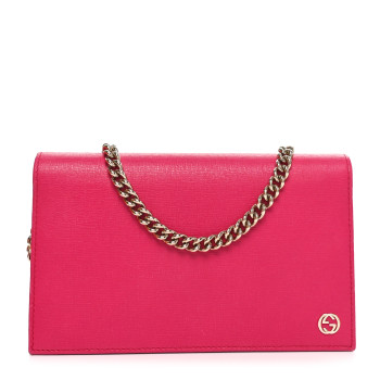 GUCCI Textured Calfskin Medium Betty Chain Wallet Blossom