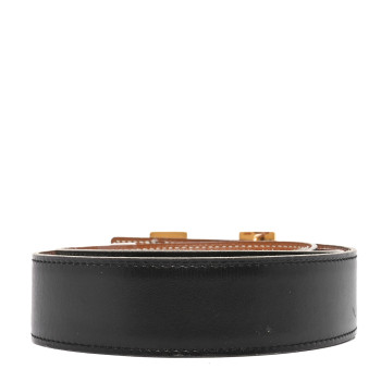 HERMES Box Courchevel 38mm H Belt 80 32 Black Gold