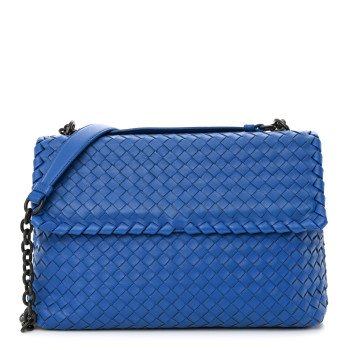 BOTTEGA VENETA Nappa Intrecciato Large Olimpia Bag Blue