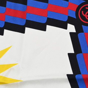 CHANEL Silk CC Cruise Print Square Scarf Blue White Red