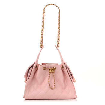 CHANEL Caviar Quilted Small Chanel 25 Handbag Light Pink