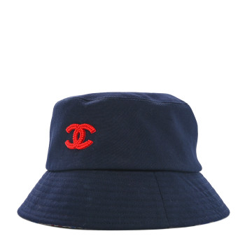 CHANEL Canvas CC Bucket Hat M Navy