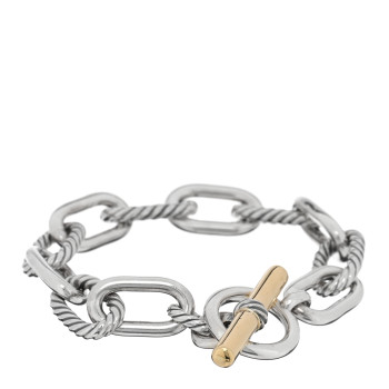 DAVID YURMAN Sterling Silver 18K Yellow Gold 11mm DY Madison Toggle Chain Bracelet