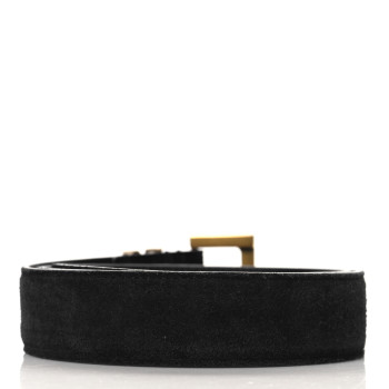 SAINT LAURENT Suede Monogram Square Buckle Belt 80 32 Black