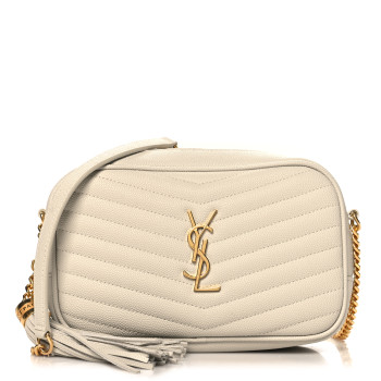 SAINT LAURENT Grain De Poudre Matelasse Monogram Mini Lou Camera Bag Crema Soft