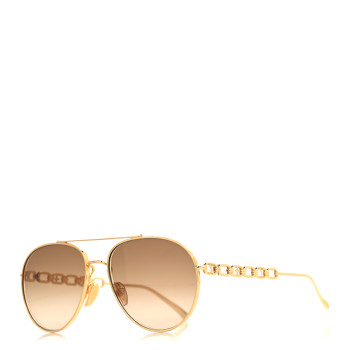 LOUIS VUITTON Metal My LV Chain Pilot Sunglasses Z1539W Gold