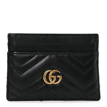 GUCCI Calfskin Matelasse GG Marmont Card Holder Black