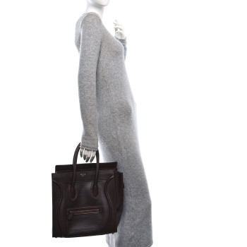 CELINE Smooth Calfskin Mini Luggage Burgundy