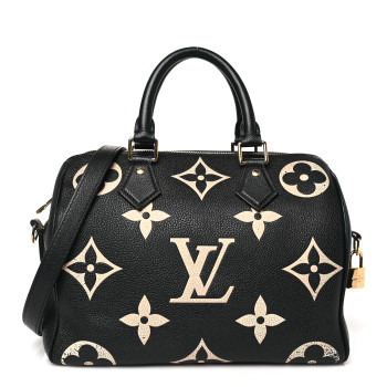 LOUIS VUITTON Empreinte Monogram Giant Speedy Bandouliere 25 Black Beige