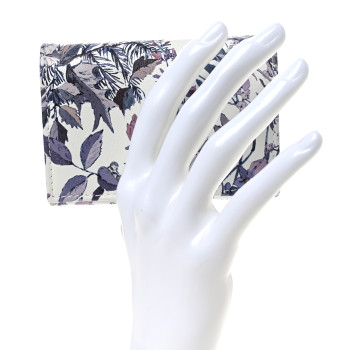 CHRISTIAN DIOR Calfskin Butterfly Printed Caro XS Wallet White Multicolor