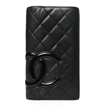 CHANEL Calfskin Quilted Cambon Yen Wallet Black