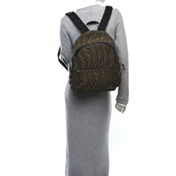FENDI X SARAH COLEMAN Fabric Jacquard Vitello Grace Light Woven Lanyard FF Vertigo Pouch Pocket Backpack Tobacco Moro Black
