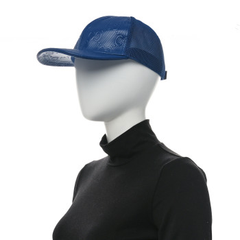 GUCCI Calfskin Mesh GG Tennis Embossed Gary Baseball Hat XL Blue