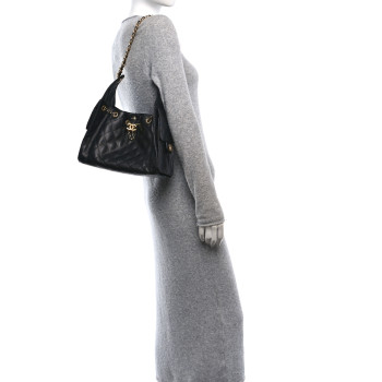 CHANEL Caviar Quilted Small Chanel 25 Handbag Black