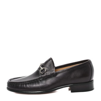 GUCCI Calfskin Mens Horsebit Loafers 9.5 Marrone