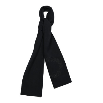 BURBERRY Cashmere Large Crest Embroidered Scarf Black
