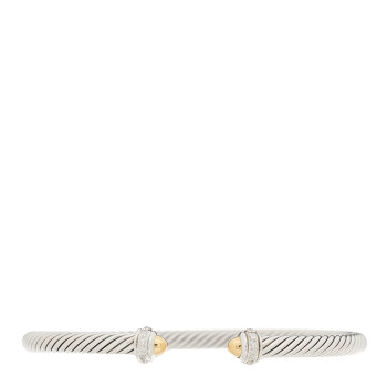 DAVID YURMAN Sterling Silver 18K Yellow Gold Diamond 4mm Dome Cable Classics Bracelet
