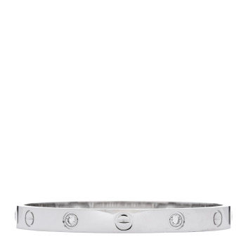 CARTIER 18K White Gold 4 Diamond Love Bracelet 16