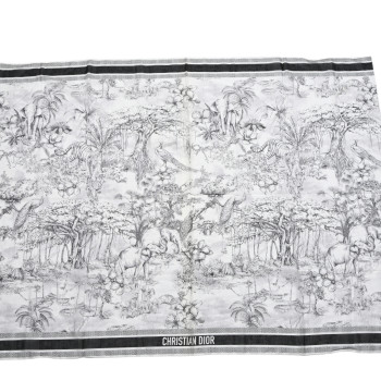 CHRISTIAN DIOR Cotton Toile De Jouy Scarf Black White