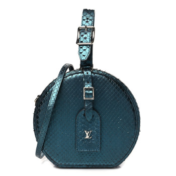 LOUIS VUITTON Snakeskin Petite Boite Chapeau Deep Green