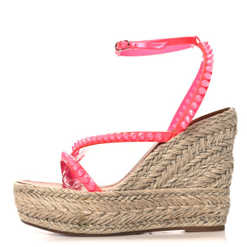 CHRISTIAN LOUBOUTIN Patent Mafaldina 120 Wedge Sandals 41 Pink