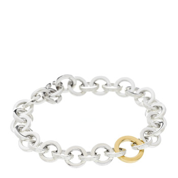 TIFFANY Sterling Silver 18K Yellow Gold Circle Link Bracelet